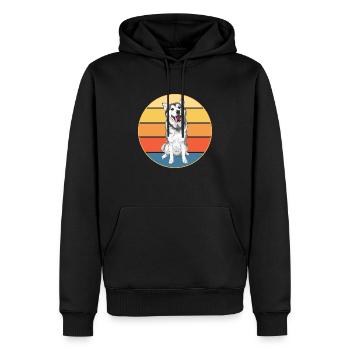 Drôle Kawaii Mignon Husky Dog Vintage Retro Sunset - Sweat à capuche Premium bio Homme - noir - Devant - Nico (187cm)