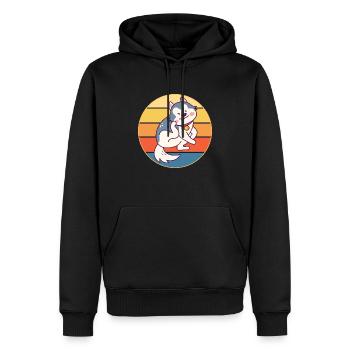 Drôle Kawaii Mignon Husky Dog Vintage Retro Sunset - Sweat à capuche Premium bio Homme - noir - Devant - Nico (187cm)