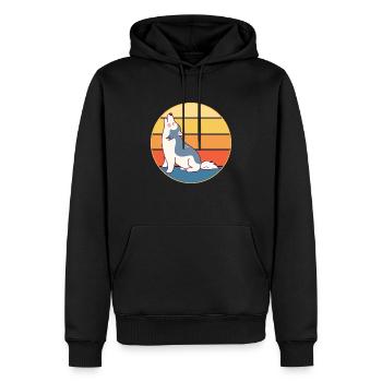 Drôle Kawaii Mignon Husky Dog Vintage Retro Sunset - Sweat à capuche Premium bio Homme - noir - Devant - Nico (187cm)