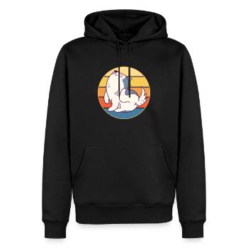 Drôle Kawaii Mignon Husky Dog Vintage Retro Sunset - Sweat à capuche Premium bio Homme - noir - Devant - Nico (187cm)