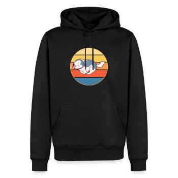 Drôle Kawaii Mignon Husky Dog Vintage Retro Sunset - Sweat à capuche Premium bio Homme - noir - Devant - Nico (187cm)