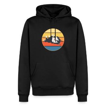 Drôle Kawaii Mignon Husky Dog Vintage Retro Sunset - Sweat à capuche Premium bio Homme - noir - Devant - Nico (187cm)