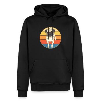 Français Bulldog Dog Breed Vintage Retro Sunset - Sweat à capuche Premium bio Homme - noir - Devant - Nico (187cm)