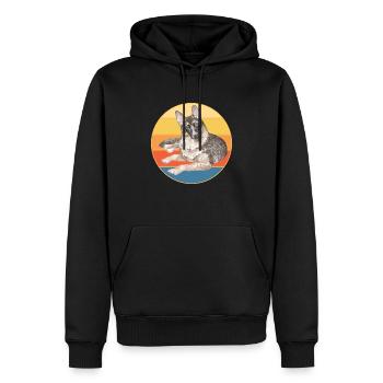 Berger Allemand Race Vintage Rétro Coucher de Soleil - Sweat à capuche Premium bio Homme - noir - Devant - Nico (187cm)