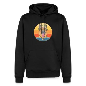 Berger Allemand Race Vintage Rétro Coucher de Soleil - Sweat à capuche Premium bio Homme - noir - Devant - Nico (187cm)