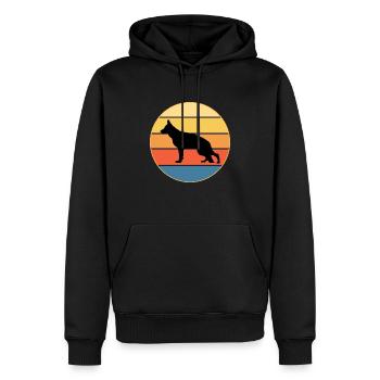 Berger Allemand Race Vintage Rétro Coucher de Soleil - Sweat à capuche Premium bio Homme - noir - Devant - Nico (187cm)