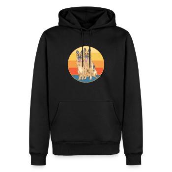 Berger Allemand Race Vintage Rétro Coucher de Soleil - Sweat à capuche Premium bio Homme - noir - Devant - Nico (187cm)