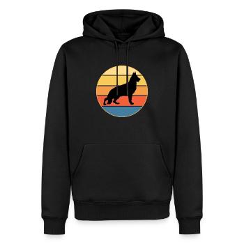 Berger Allemand Race Vintage Rétro Coucher de Soleil - Sweat à capuche Premium bio Homme - noir - Devant - Nico (187cm)