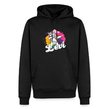 LEVI - Schöner Jungen Name mit Coolem Einhorn - Männer Premium Bio Hoodie - Schwarz - Vorne - Nico (187cm)