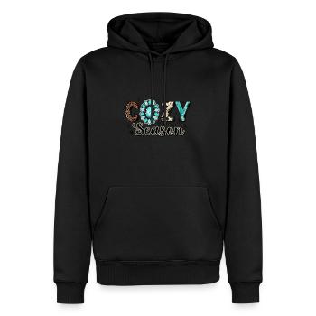 cozy season - Men’s Premium Organic Hoodie - black - Front - Nico (187cm)