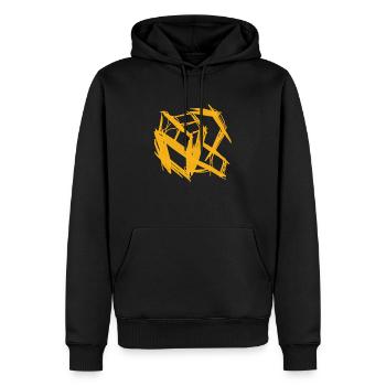 Orange cube - Men’s Premium Organic Hoodie - black - Front - Nico (187cm)