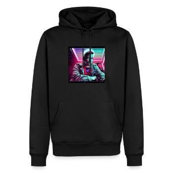 Un homme du futur au casque - Sweat à capuche Premium bio Homme - noir - Devant - Nico (187cm)