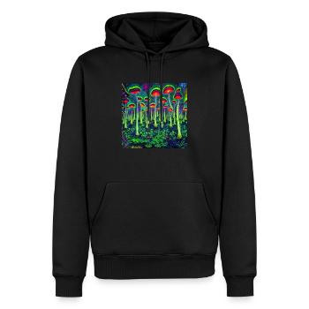 Magischer psychedelischer Wald - Männer Premium Bio Hoodie - Schwarz - Vorne - Nico (187cm)