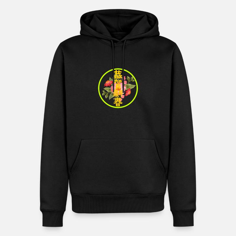 Fleurs - Sweat à capuche Premium bio Homme - noir