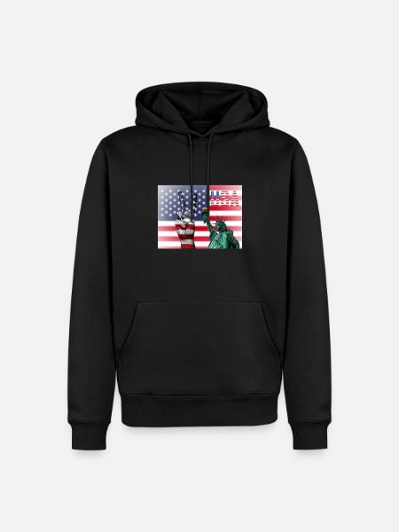 USA, Freiheitsstatue - Männer Premium Bio Hoodie - Schwarz
