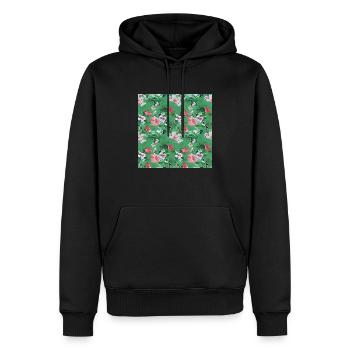 Grünes Blumenmuster - Männer Premium Bio Hoodie - Schwarz - Vorne - Nico (187cm)