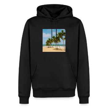 Plage calme avec palmiers - Sweat à capuche Premium bio Homme - noir - Devant - Nico (187cm)