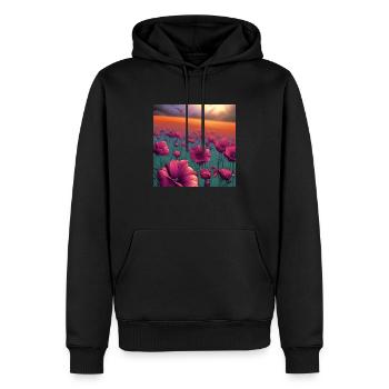 Feld der rosa Blumenkunst - Männer Premium Bio Hoodie - Schwarz - Vorne - Nico (187cm)