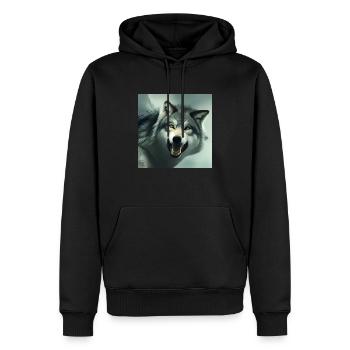 Wütender Wolf - Männer Premium Bio Hoodie - Schwarz - Vorne - Nico (187cm)