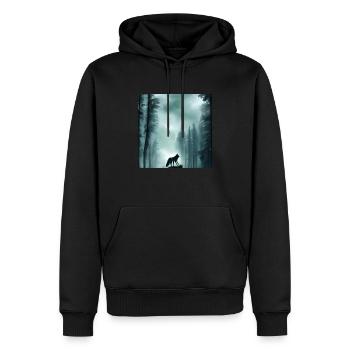 Allein Wolf im Wald - Männer Premium Bio Hoodie - Schwarz - Vorne - Nico (187cm)