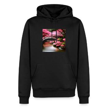 Japanischer Garten mit rosa Bäumen - Männer Premium Bio Hoodie - Schwarz - Vorne - Nico (187cm)