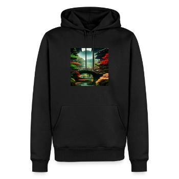 Belle nature japonaise - Sweat à capuche Premium bio Homme - noir - Devant - Nico (187cm)