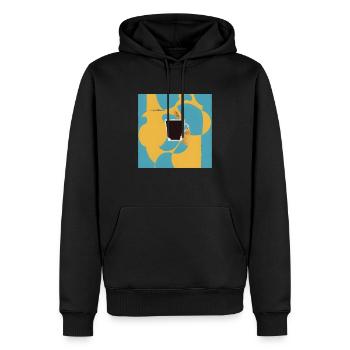 Portrait des amoureux du café - Sweat à capuche Premium bio Homme - noir - Devant - Nico (187cm)
