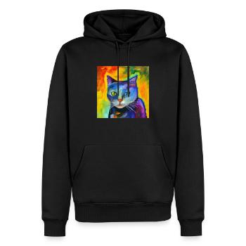 Fantasy portrait of a cat - Men’s Premium Organic Hoodie - black - Front - Nico (187cm)