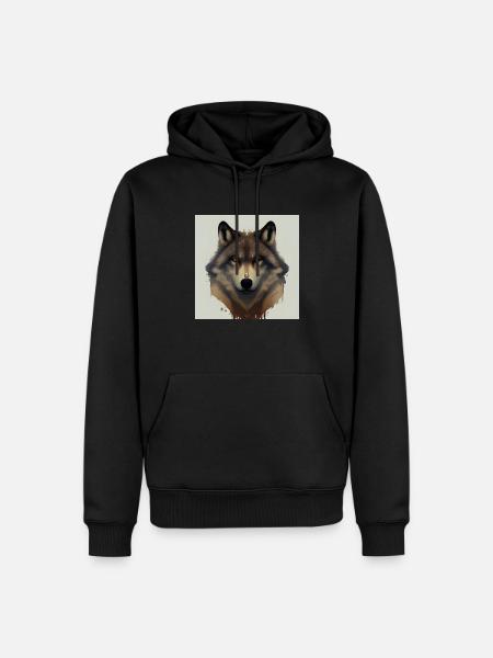 Wolfsgesicht Porträt - Männer Premium Bio Hoodie - Schwarz