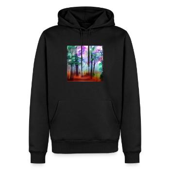 Aquarelle forêt nature - Sweat à capuche Premium bio Homme - noir - Devant - Nico (187cm)