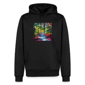 Aquarell Fluss im Wald - Männer Premium Bio Hoodie - Schwarz - Vorne - Nico (187cm)