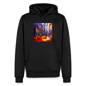 Magischer Aquarell-Naturwald - Männer Premium Bio Hoodie - Schwarz - Vorne - Nico (187cm)