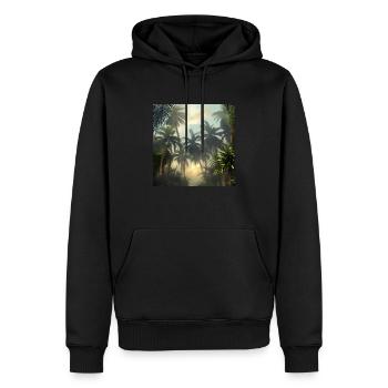 Jungle avec palmiers - Sweat à capuche Premium bio Homme - noir - Devant - Nico (187cm)