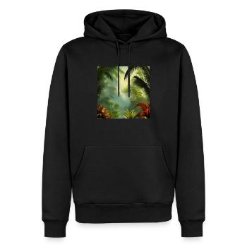 Exotisches Dschungel-Kunstwerk - Männer Premium Bio Hoodie - Schwarz - Vorne - Nico (187cm)