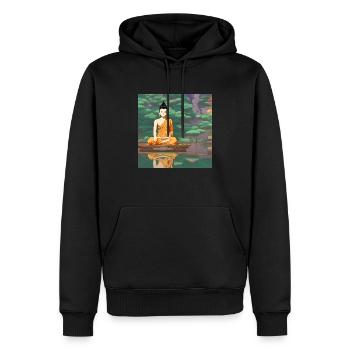 Art de statue de Bouddha de bande dessinée - Sweat à capuche Premium bio Homme - noir - Devant - Nico (187cm)