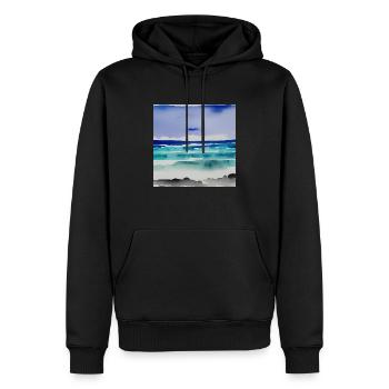 Meerwasserfarben - Männer Premium Bio Hoodie - Schwarz - Vorne - Nico (187cm)