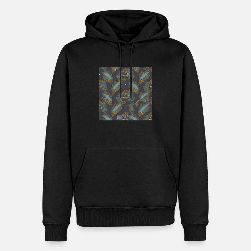 Modèle abstrait de poisson - Sweat à capuche Premium bio Homme - noir