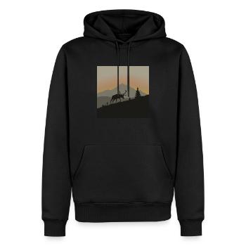Reindeer on the mountain that looks out over the landscape. - Men’s Premium Organic Hoodie - black - Front - Nico (187cm)