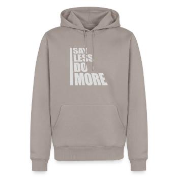 Dire moins faire plus - Sweat à capuche Premium bio Homme - taupe - Devant - Nico (187cm)