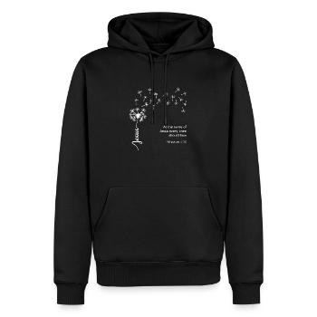 Jésus Pissenlit Dessin chrétien Philippiens 2:10 - Sweat à capuche Premium bio Homme - noir - Devant - Nico (187cm)