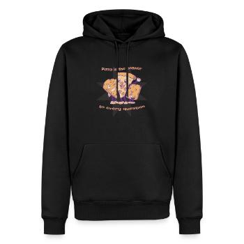 La pizza est la réponse à toutes les questions des amateurs de fromage - Sweat à capuche Premium bio Homme - noir - Devant - Nico (187cm)