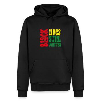 La vie des Noirs compte toujours - Sweat à capuche Premium bio Homme - noir - Devant - Nico (187cm)