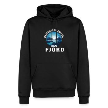 nur einen Ort mein Fjord - Männer Premium Bio Hoodie - Schwarz - Vorne - Nico (187cm)