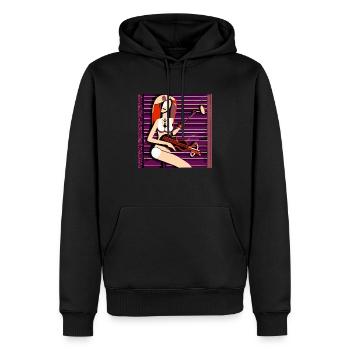 Fille de la musique - Sweat à capuche Premium bio Homme - noir - Devant - Nico (187cm)
