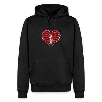 Skull White Heart - Männer Premium Bio Hoodie - Schwarz - Vorne - Nico (187cm)