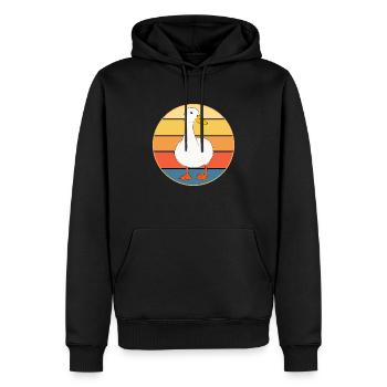 Niedliche Ente Vintage Retro Sonnenuntergang Tierliebhaber Design - Männer Premium Bio Hoodie - Schwarz - Vorne - Nico (187cm)