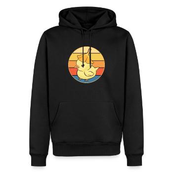 Niedliche Ente Vintage Retro Sonnenuntergang Tierliebhaber Design - Männer Premium Bio Hoodie - Schwarz - Vorne - Nico (187cm)