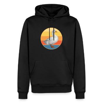 Niedliche Ente Vintage Retro Sonnenuntergang Tierliebhaber Design - Männer Premium Bio Hoodie - Schwarz - Vorne - Nico (187cm)