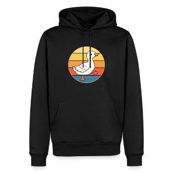 Niedliche Ente Vintage Retro Sonnenuntergang Tierliebhaber Design - Männer Premium Bio Hoodie - Schwarz - Vorne - Nico (187cm)