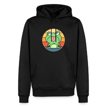 Niedlicher Frosch Vintage Retro Sonnenuntergang Tierliebhaber - Männer Premium Bio Hoodie - Schwarz - Vorne - Nico (187cm)